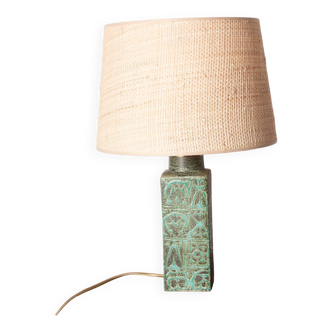 Danish table lamp in green enamelled stoneware by Aluminia 1960.