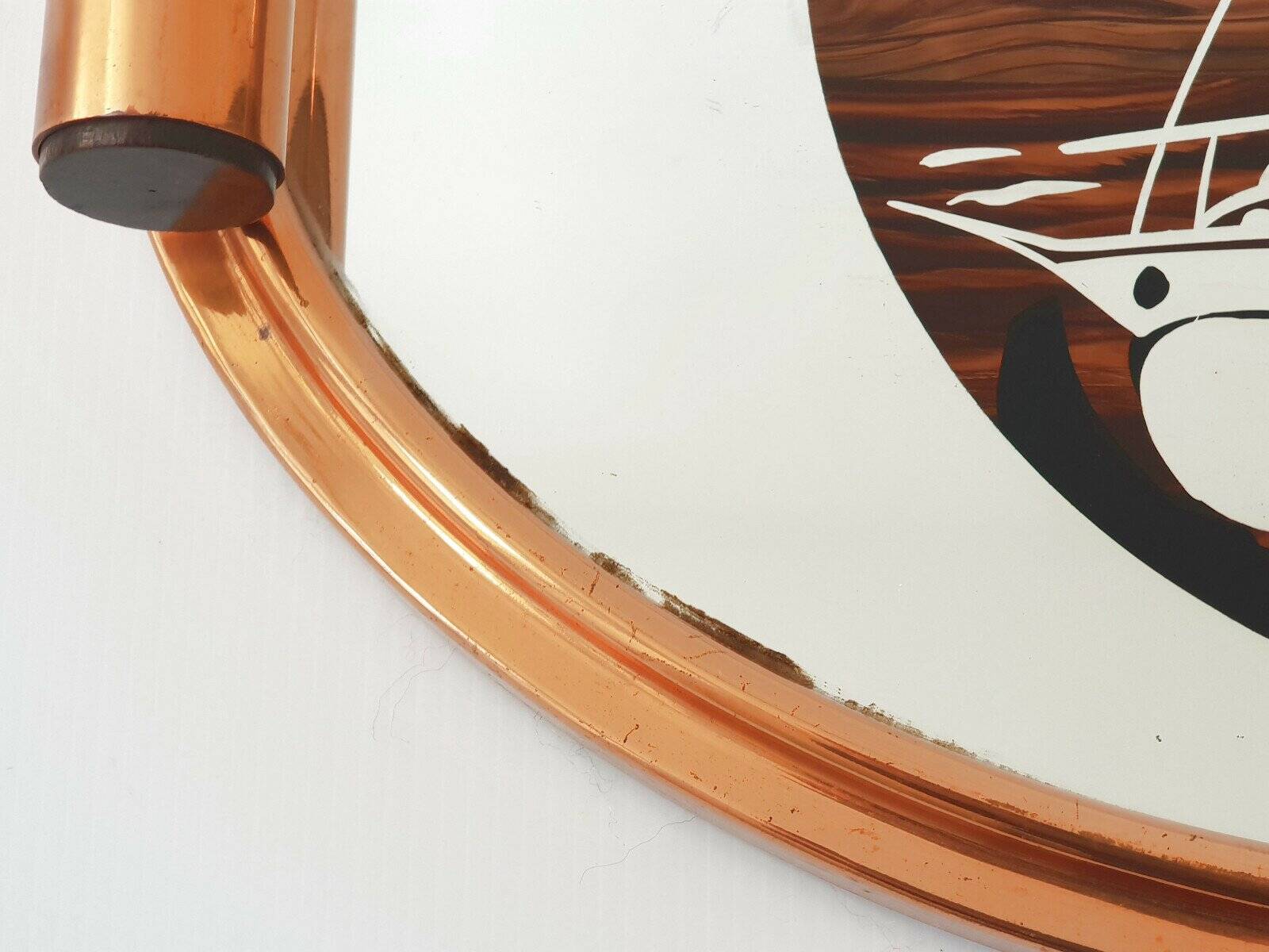 Plateau Art Déco marin français 1920-1930 bois & métal décor bateau