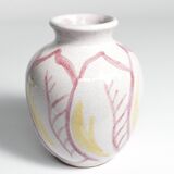 Scandinavian Modern Ceramic Vase with Red & Yellow Leaves, Alingsås Keramik 1947