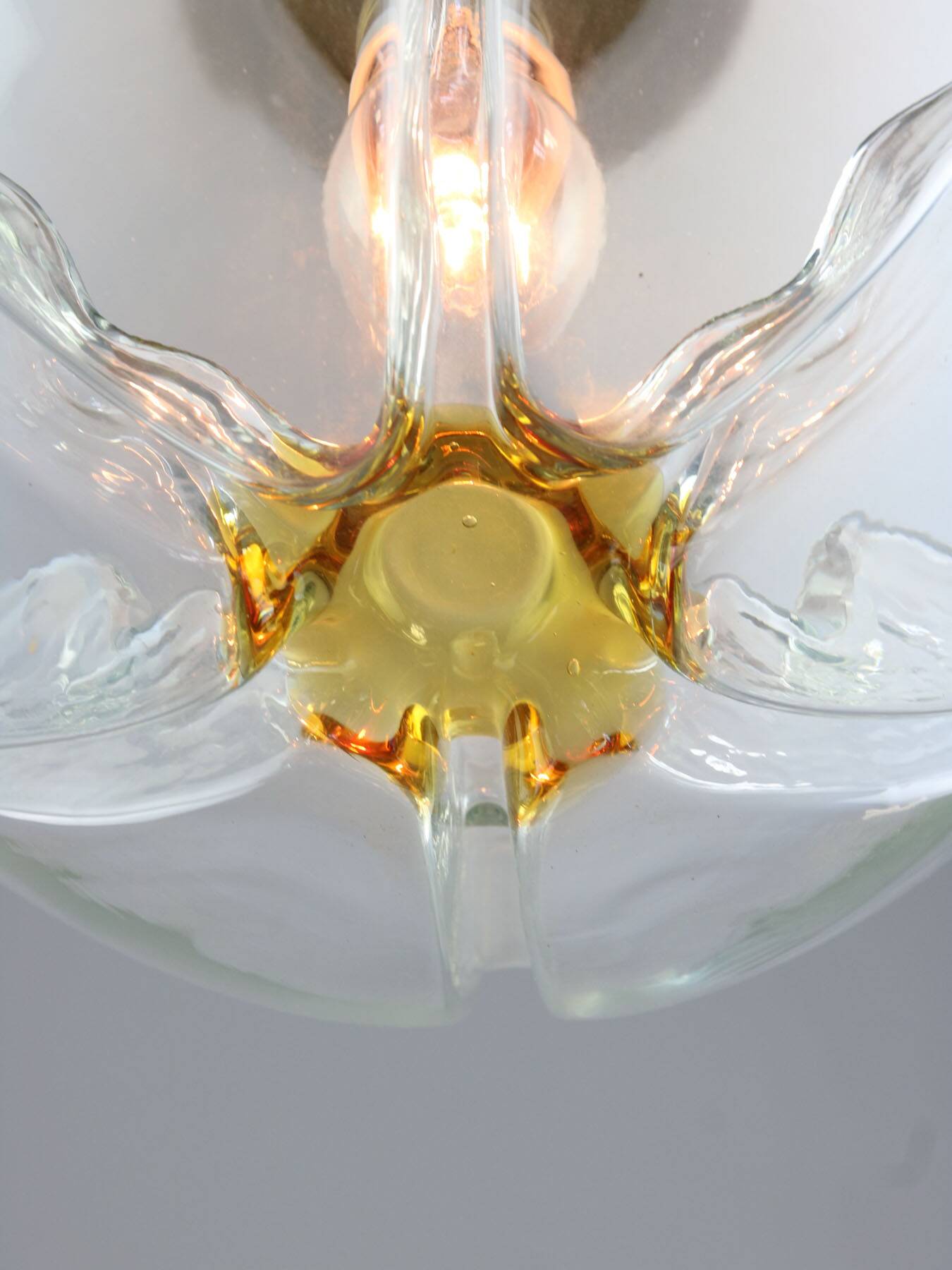 Mid-century Murano Glass & Brass Pendant from Mazzega, 60s