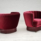 1970s, Danish lounge chair, original condition, cherry-red velour fabric.