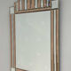 Art Deco style peach & clear bevelled mirror with brass frame, 1980s