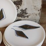 Six ceramic plates with matt enamel 50s