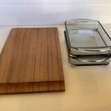 Teak servant denmark smoked glass