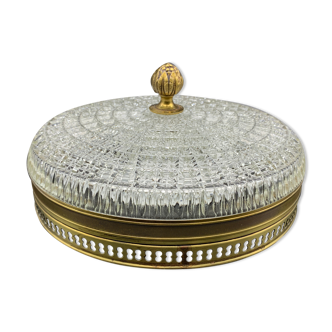 Old ceiling lamp gilded metal and crystal Lucien Gau