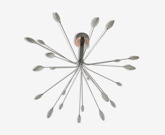 Suspension design forme bouquet acier et verre
