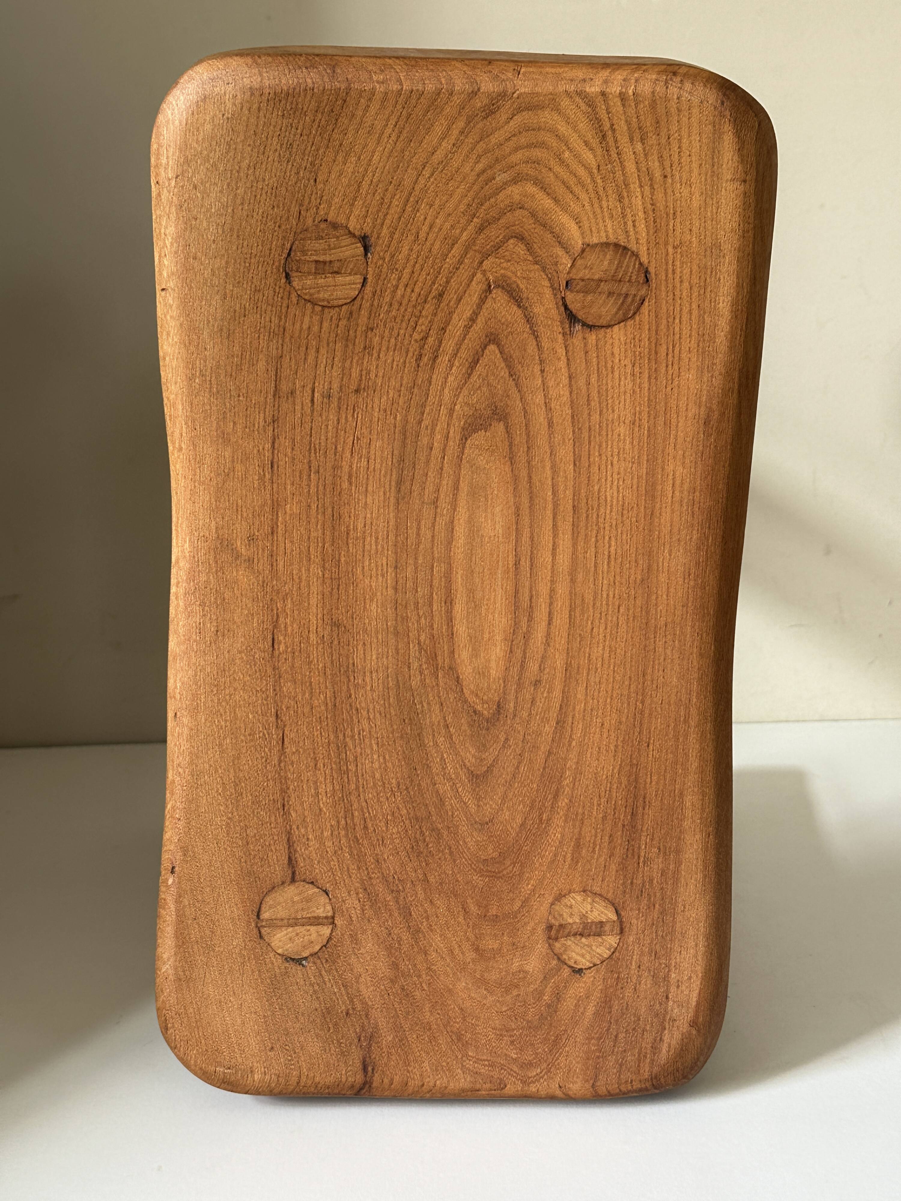 Vintage solid elm stool from the 70s