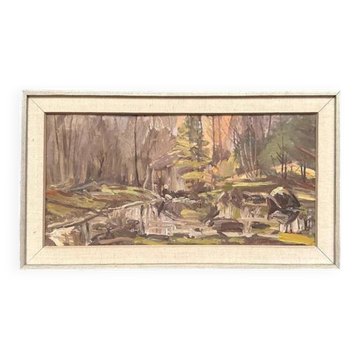 Original Swedish Oil on Panel – “Old Sawmill, Apelnäs Roasjö” by Gunnar Svensson – Dated 1962 – Vintage & Framed – 62 × 32 cm (24.4"×12.6")