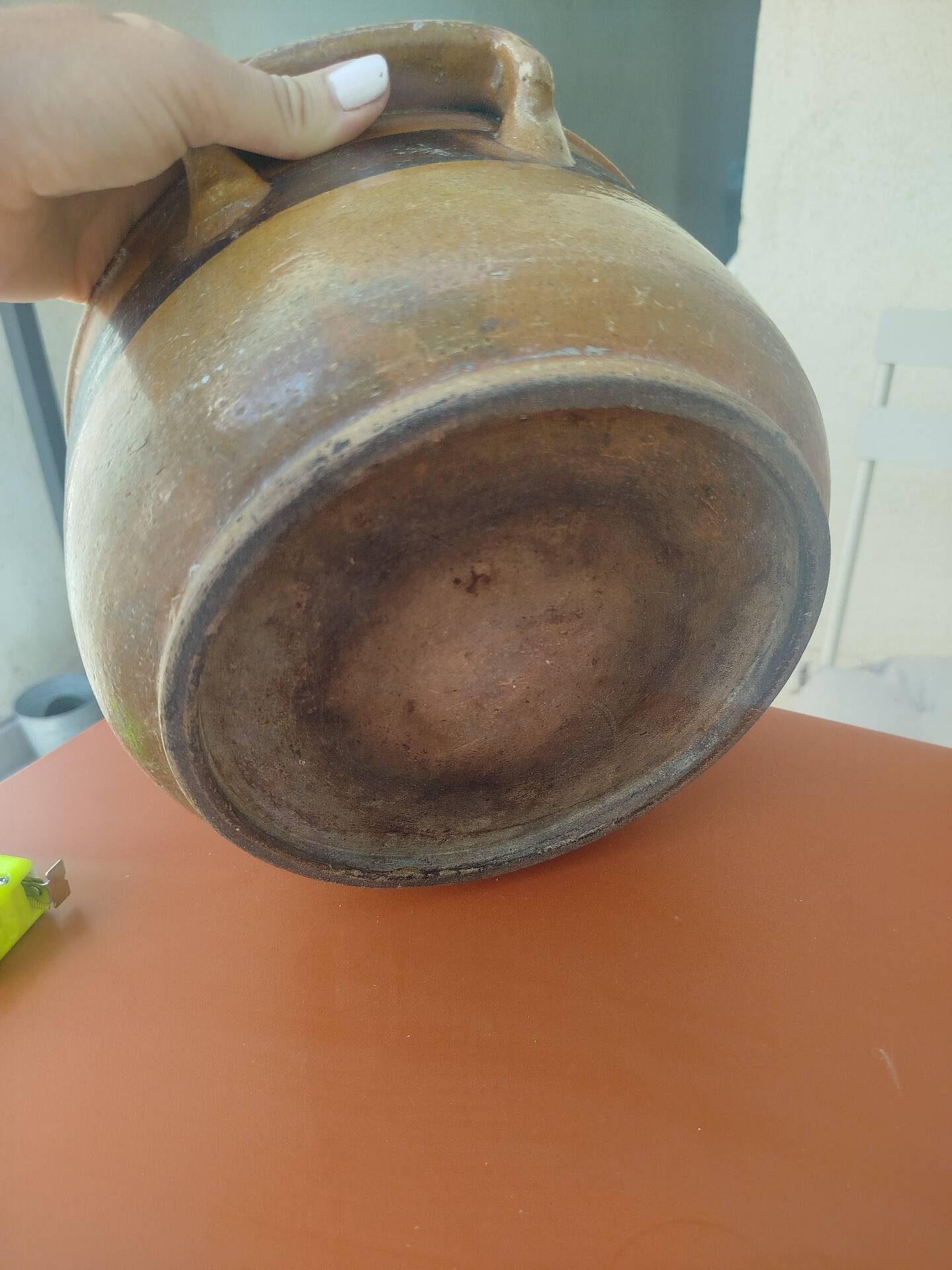 Old terracotta casserole