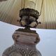 Lampada da Tavolo Vintage in Ceramica dipinta a mano e Velluto Bordeaux