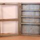 Old original grey-blue patina Burmese teak wall display case