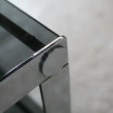 Coffee table steel and smoked glass, France, circa 1970
