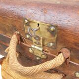 Valise jumelle malle de voyage cuir XIXe estampillée Debas Rouen