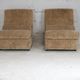 Pair of armchairs "Space Age", foam and velvet "honey", France, circa 1970