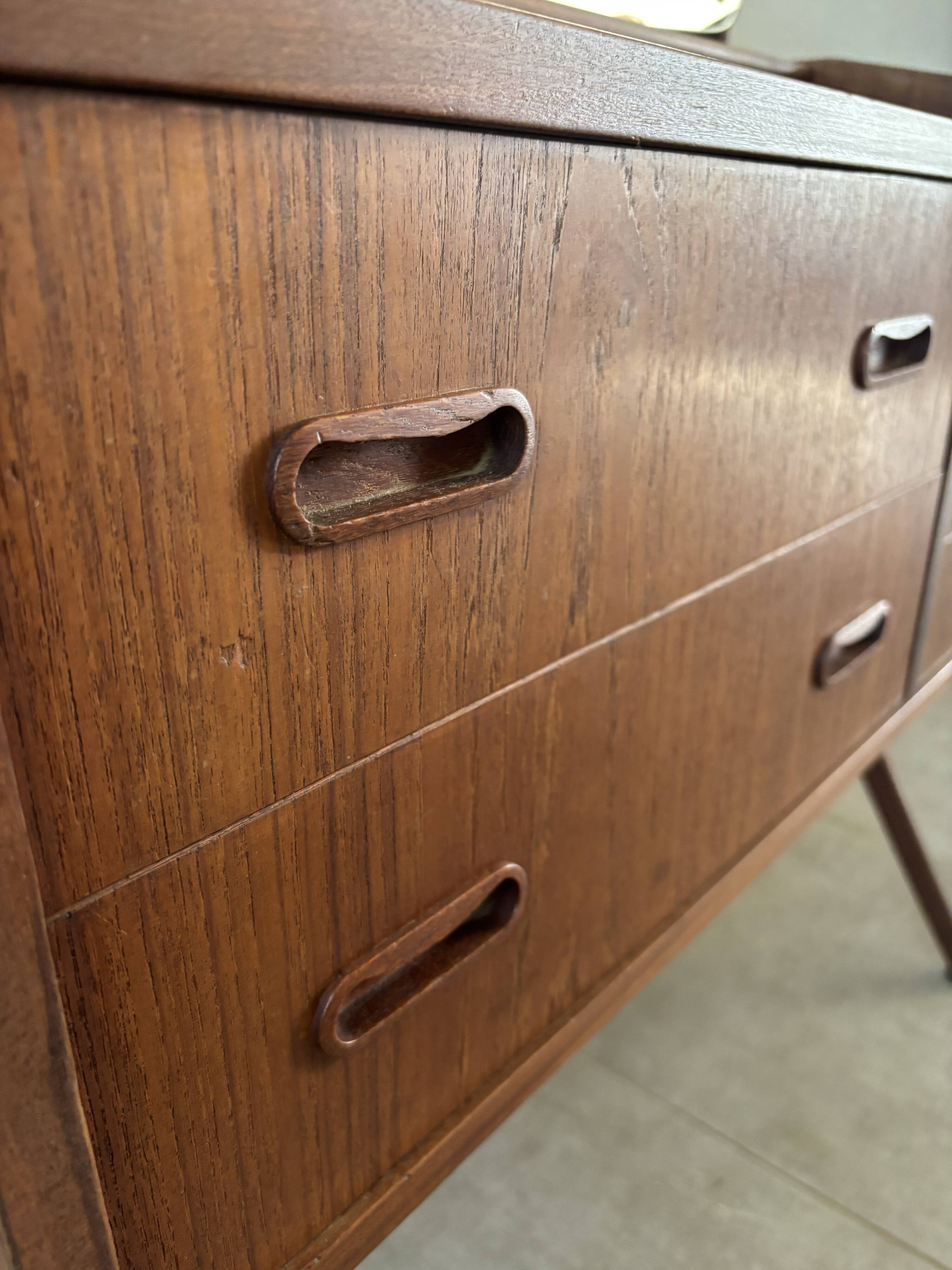 Vintage Danish teak hairdresser from the 1960s stamped Ag Spjel Kobber.