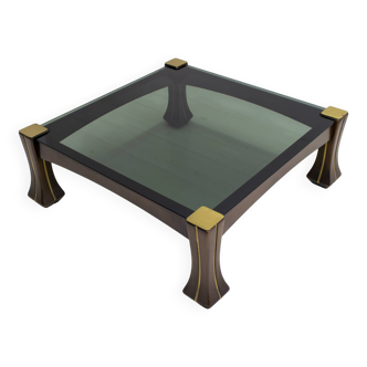 Luciano Frigerio Midcentury Italian Wood and Brass Coffee Table "Ussaro",70