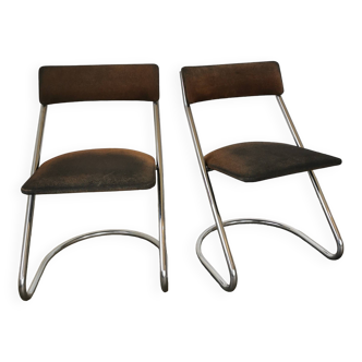 Paire de chaises cantilever 1970, chromées