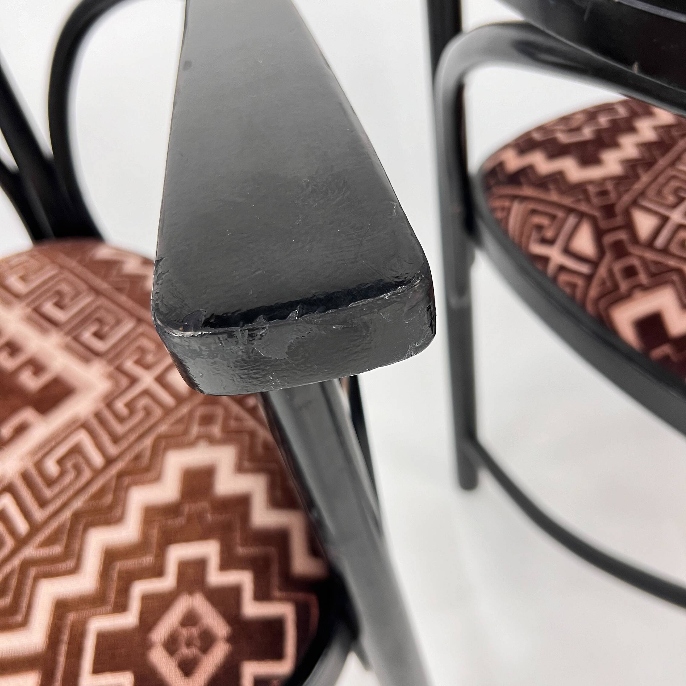 Set of 4 Black Lacquered Model 225 Thonet Armchairs, 1980s