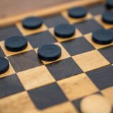 Small game of travel checkers, beech wood, 1970
