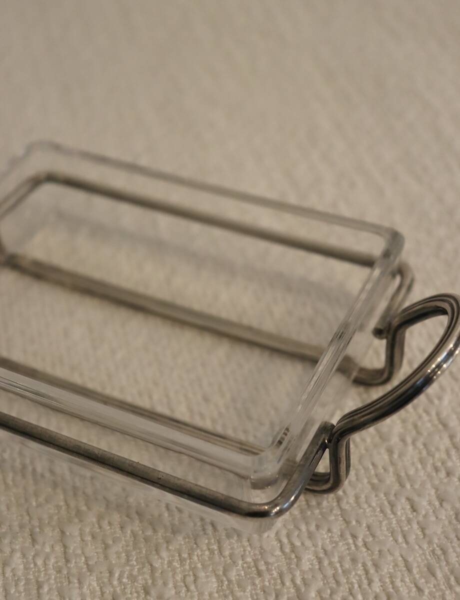 Glass and silver-plated metal butter dish