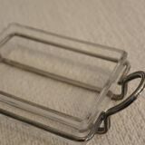 Glass and silver-plated metal butter dish