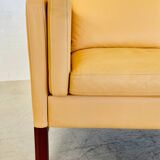 VINTAGE DANISH RETRO SKIPPER 2 PERSON SOFA IN BUTTERMILK LEATHER