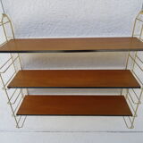 Wall shelf String brass and wood