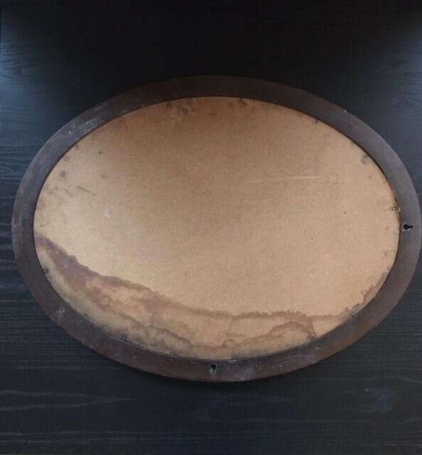 Dark oak oval mirror 77x58cm