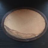 Dark oak oval mirror 77x58cm