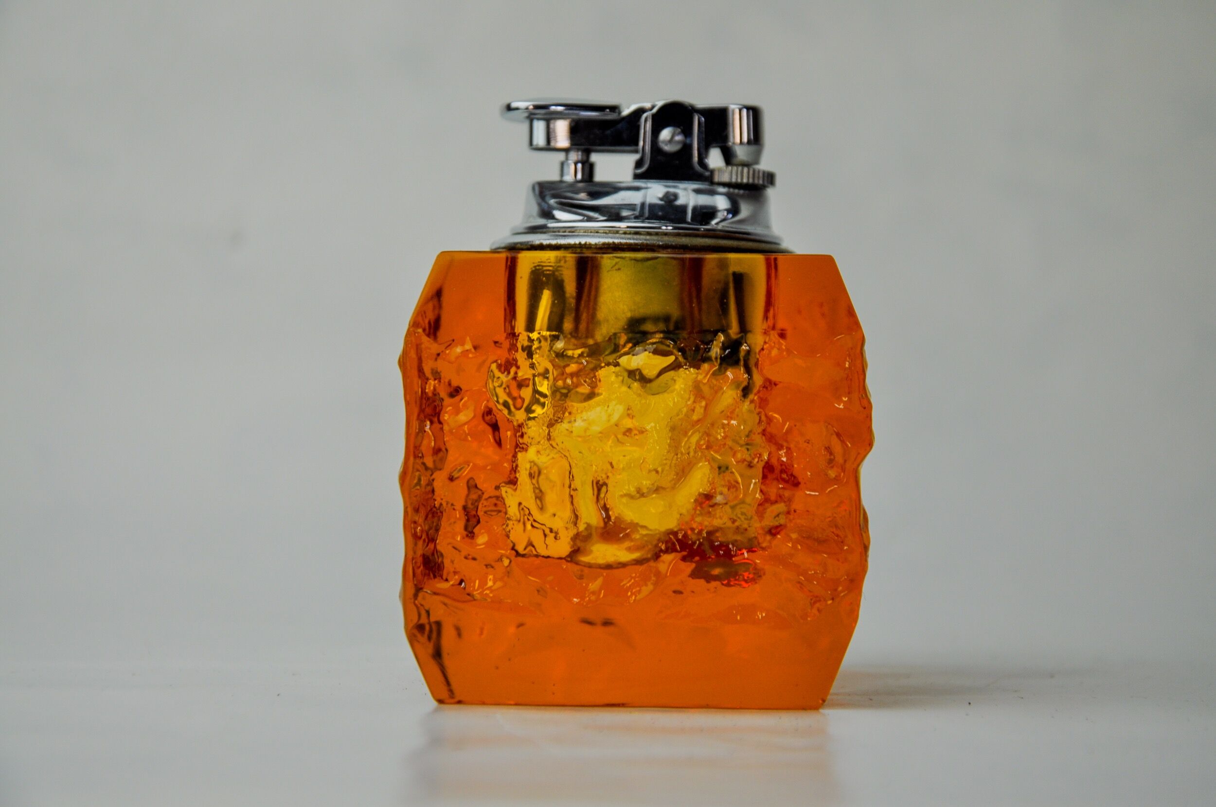 Orange ice lighter by Antonio Imperatore, murano glass, Italy, 1970