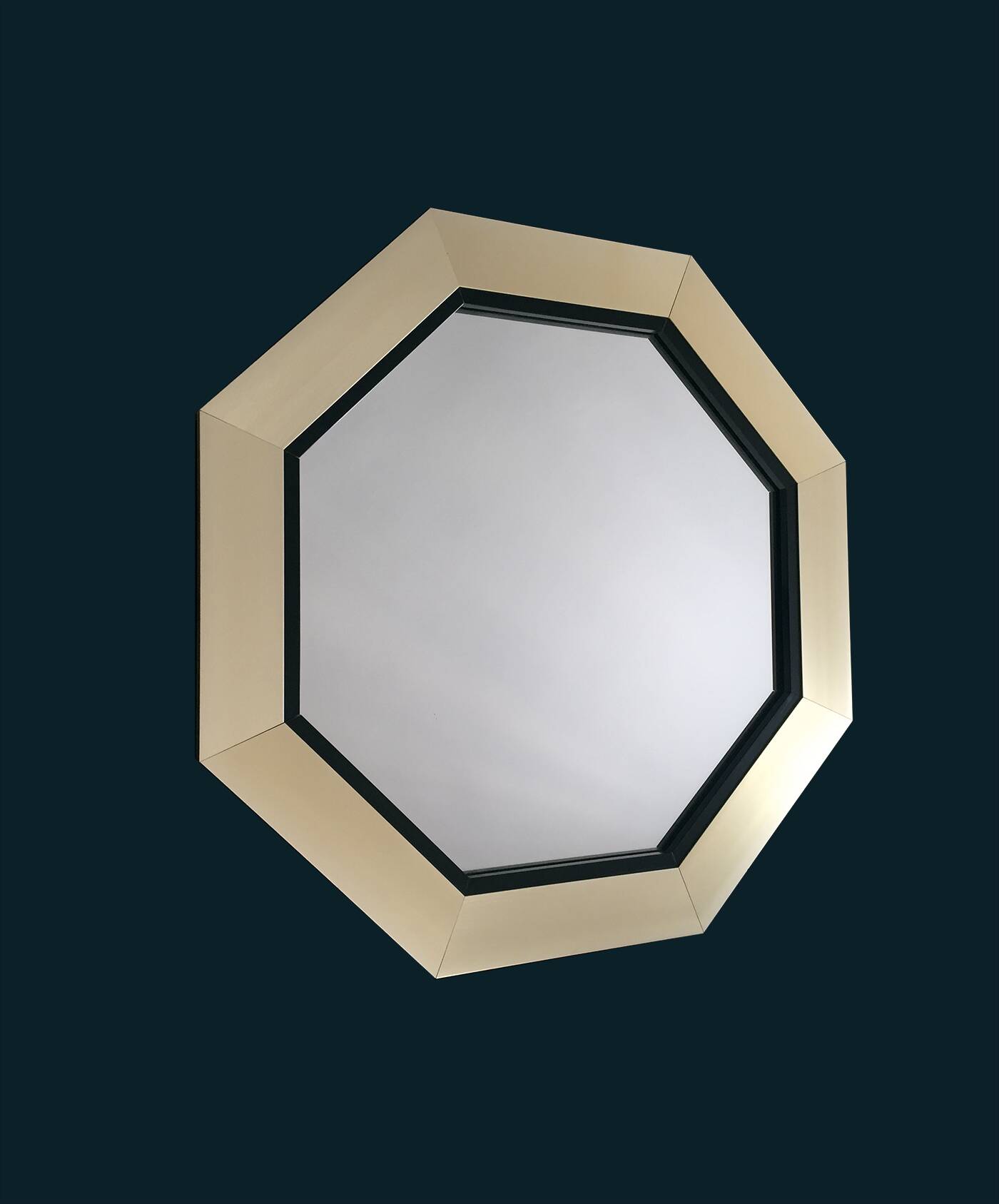 Octagonal satin gold stainless steel mirror 1970