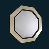 Miroir octogonal inox doré satin 1970