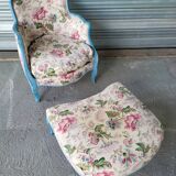 Louis XV style armchair and footstool