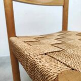 8 vintage rope and oak chairs
