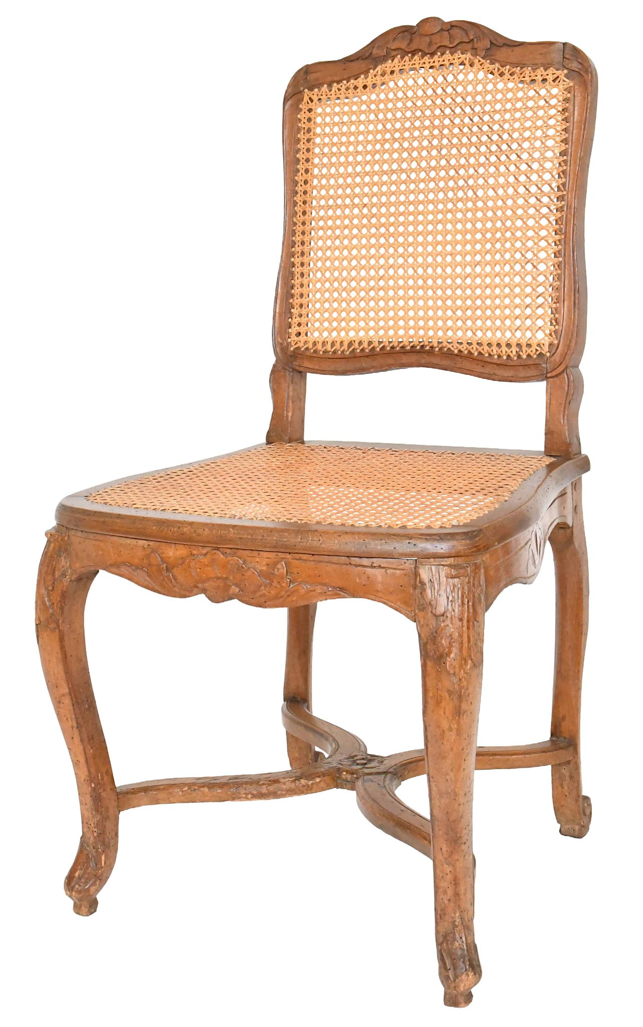 4 caned chairs from the Louis XV period stamped by Charles Delenoncourt.
