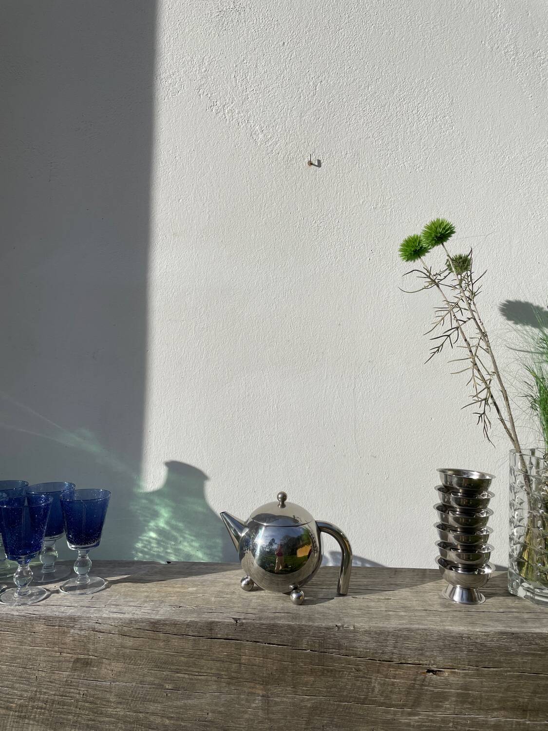 1960s Atomic Stainless Steel Teapot