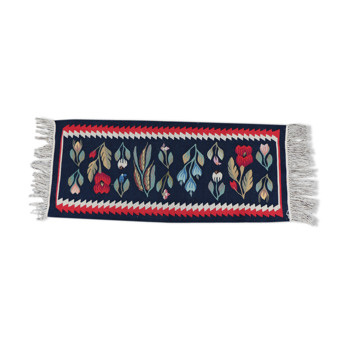 Bulgarian 50-60s kilim wool rug - vintage  115x42cm