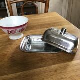 Butter dish metal and glass