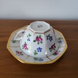 Limoges Porcelain Cup with Decor of Barbel Fish and Roses