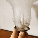 Old brass and opaline lamp