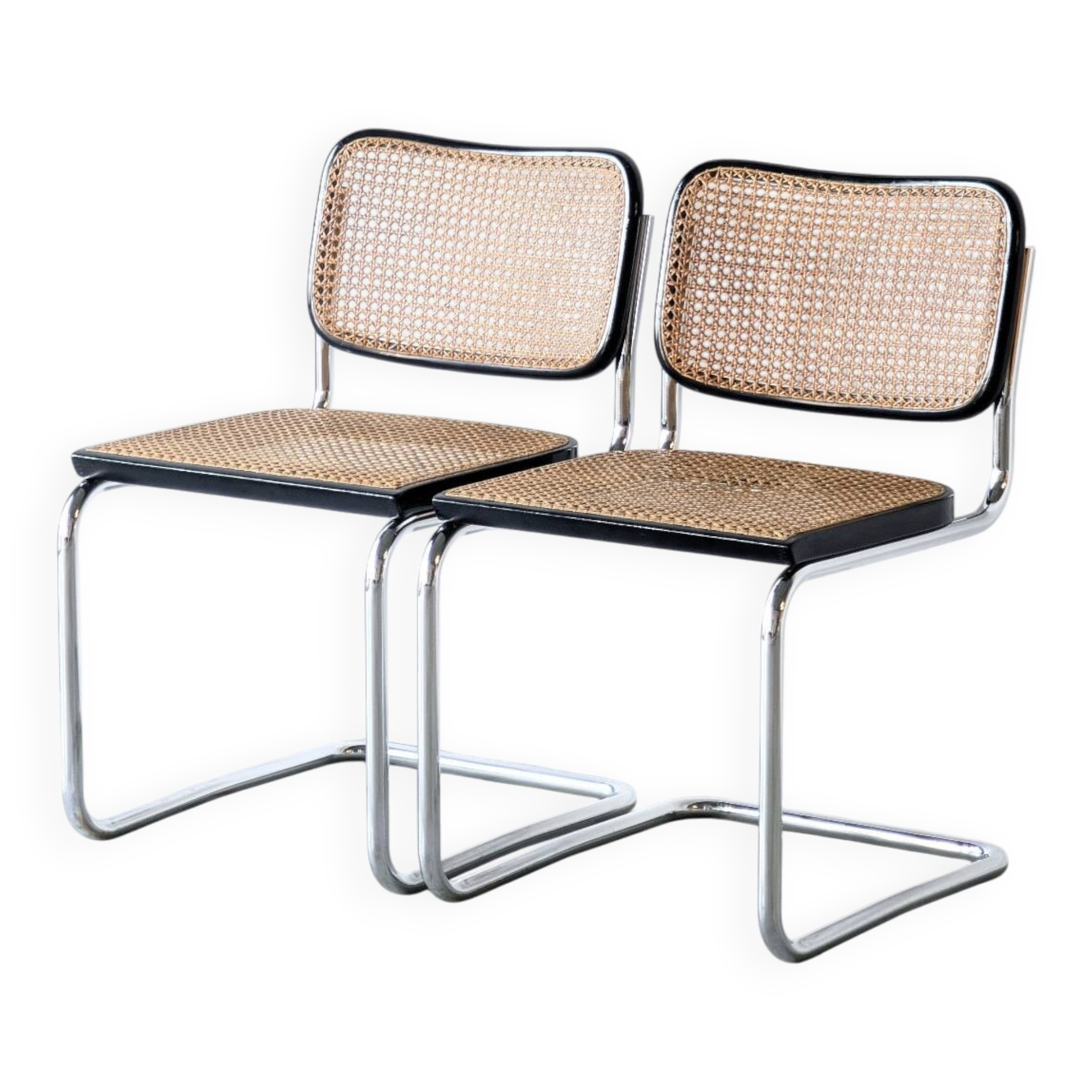 2 vintage Cesca B32 chairs, Gavina edition by Marcel Breuer, 1960.