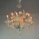 Venetian chandelier in colorless Murano glass, 6 light arms, circa 1940