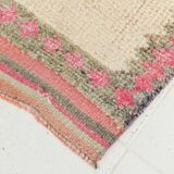 3x13 Salmon Orange & Cream Orientel Wool Runner Rug, 87x384 Cm