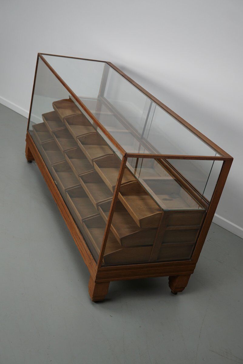 Antique British oak haberdashery cabinet, 1930s