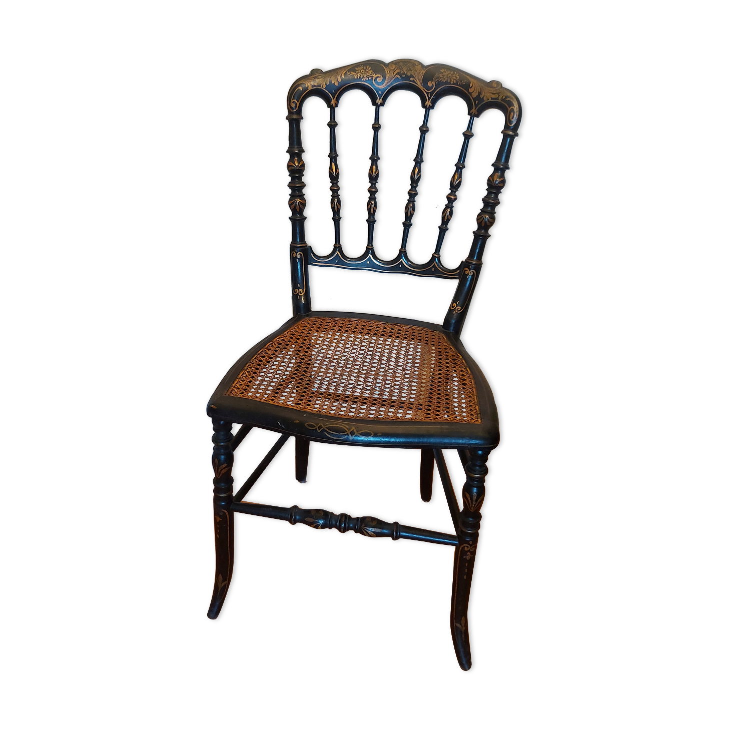 Chaise Napoleon III authentique assise cannage