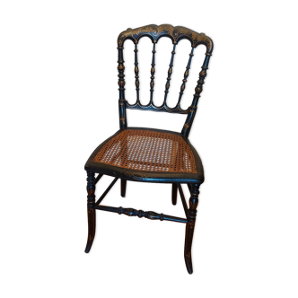 Chaise Napoleon III authentique assise cannage