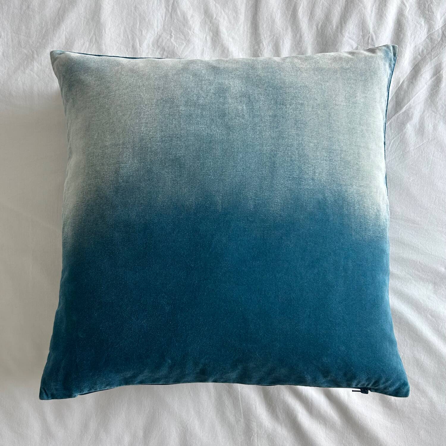 Pair of turquoise velvet cushions