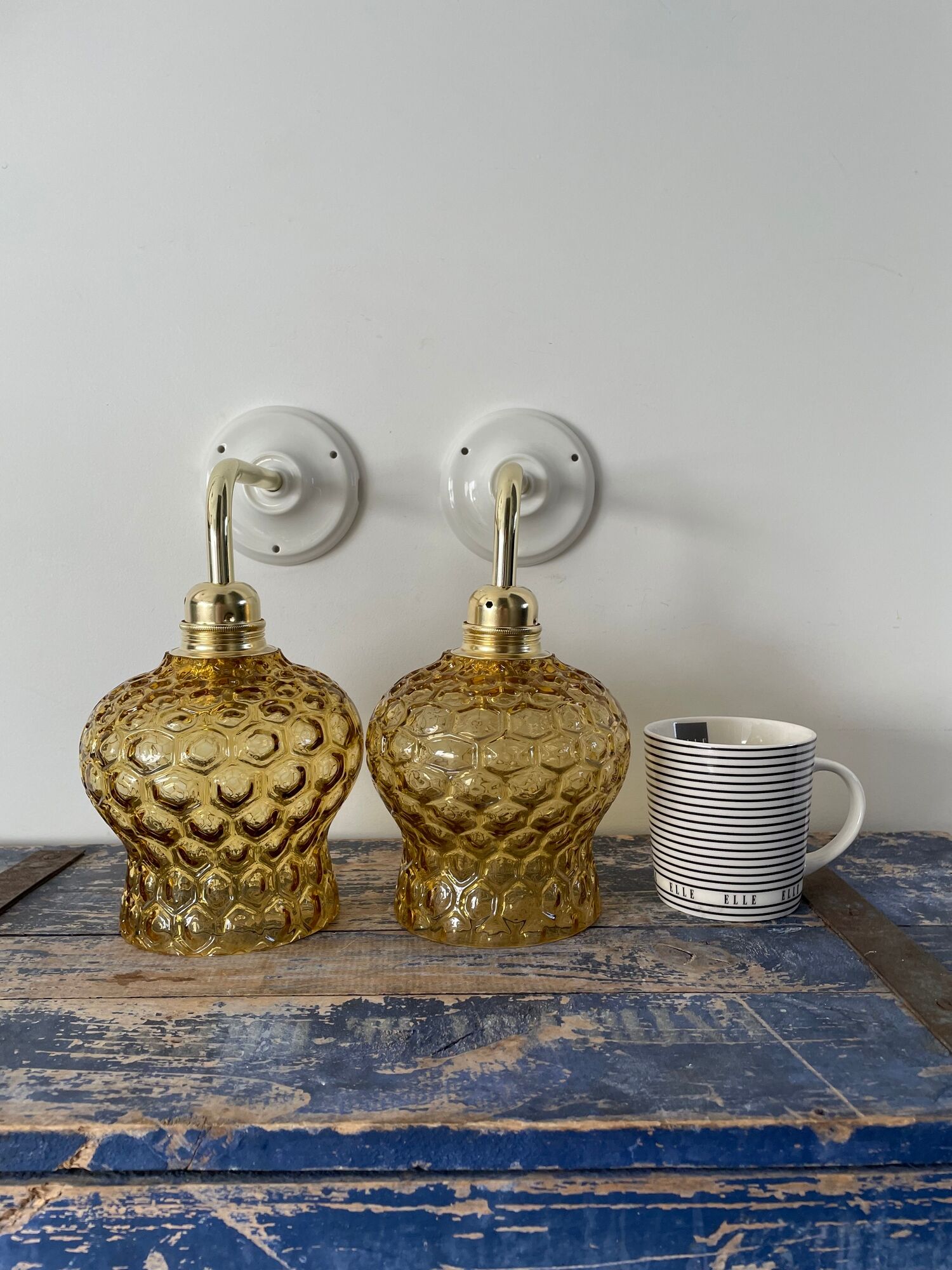 Set of two new electrified bubble glass sconces