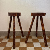 Brutalist wooden stools from the 60s