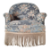 Fauteuil crapaud ancien velours fleuri avec franges